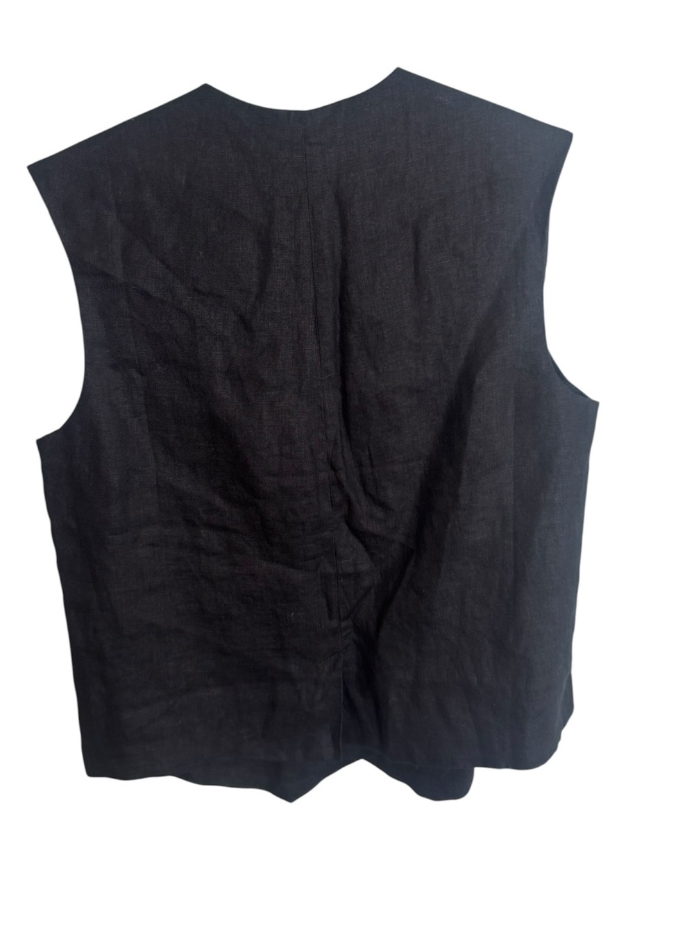 Donni Linen Vest in Jet Black small - Picture 3 of 5
